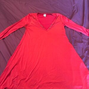 Elegant Red V-Neck Dress